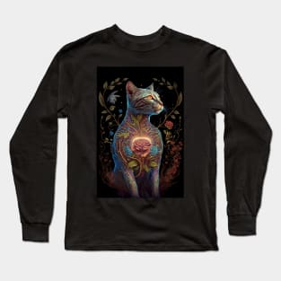 floral cat 3 Long Sleeve T-Shirt